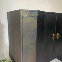 Load image into Gallery viewer, Art Deco cabinet, small sideboard hand painted bronze