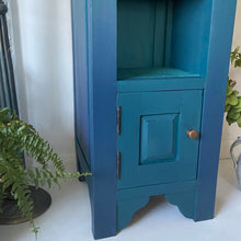 Load image into Gallery viewer, Tall slim vintage cabinet, teal & blue