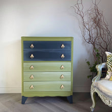 Load image into Gallery viewer, Lebus vintage chest of drawers, green and black