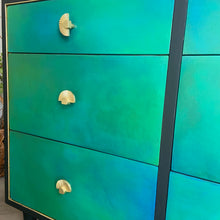 Load image into Gallery viewer, Mid-century low chest of drawers, dresser, green