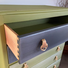 Load image into Gallery viewer, Lebus vintage chest of drawers, green and black