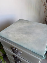 Load image into Gallery viewer, Mid century bedside drawers, hand painted sage green