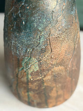 Load image into Gallery viewer, Hand Painted Earthenware Vase with Textured Patina | Rustic Modern Ceramic Vessel | One of a Kind Home Decor