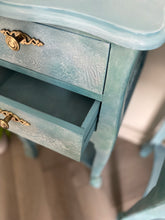 Load image into Gallery viewer, Hand Painted French Style Bedside Cabinets | Blue Vintage Nightstands | Shabby Chic Furniture | Distressed Upcycled Pair | French Style Bedroom Tables