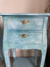 Load image into Gallery viewer, Hand Painted French Style Bedside Cabinets | Blue Vintage Nightstands | Shabby Chic Furniture | Distressed Upcycled Pair | French Style Bedroom Tables