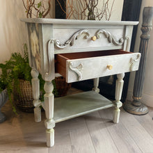 Load image into Gallery viewer, Vintage side table/nightstand. Hand painted romantic style