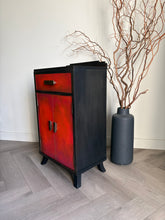 Load image into Gallery viewer, Art Deco Style Cabinet | Hand Painted Red, Orange & Bronze Storage Cupboard