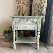 Load image into Gallery viewer, Vintage side table/nightstand. Hand painted romantic style