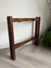 Load image into Gallery viewer, Vintage Oak Folding Butler’s Tray Table with Two Removable Serving Trays | c. 1930s–1940s