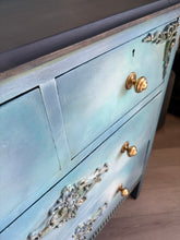 Load image into Gallery viewer, Hand Painted Vintage Chest of Drawers Blue Ombre | Upcycled Oak Dresser | Boho Storage Furniture