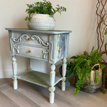 Load image into Gallery viewer, Vintage side table/nightstand. Hand painted romantic style