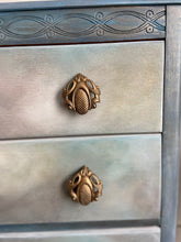 Load image into Gallery viewer, Vintage Lebus chest of drawers, painted blue, bronze