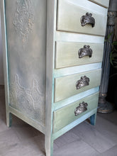 Load image into Gallery viewer, Mid century bedside drawers, hand painted sage green