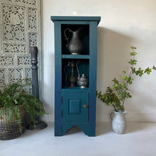 Load image into Gallery viewer, Tall slim vintage cabinet, teal & blue