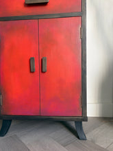 Load image into Gallery viewer, Art Deco Style Cabinet | Hand Painted Red, Orange & Bronze Storage Cupboard