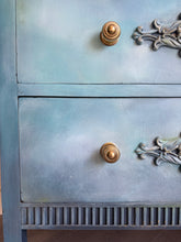 Load image into Gallery viewer, Hand Painted Vintage Chest of Drawers Blue Ombre | Upcycled Oak Dresser | Boho Storage Furniture