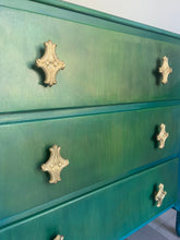 Load image into Gallery viewer, Vintage Lebus chest of drawers, green and blue painted