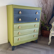 Load image into Gallery viewer, Lebus vintage chest of drawers, green and black