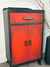 Load image into Gallery viewer, Art Deco Style Cabinet | Hand Painted Red, Orange & Bronze Storage Cupboard