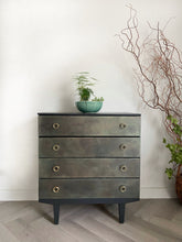 Load image into Gallery viewer, Mid century chest of drawers, bronze, dark green