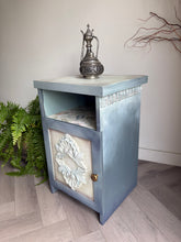 Load image into Gallery viewer, Hand Painted Vintage Bedside Cabinet | Blue Wooden Nightstand | Coastal Cottage Furniture