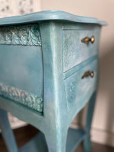 Load image into Gallery viewer, Hand Painted French Style Bedside Cabinets | Blue Vintage Nightstands | Shabby Chic Furniture | Distressed Upcycled Pair | French Style Bedroom Tables