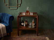 Load image into Gallery viewer, Vintage Oak Folding Butler’s Tray Table with Two Removable Serving Trays | c. 1930s–1940s