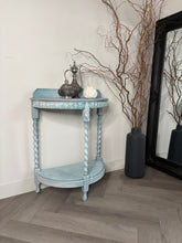 Load image into Gallery viewer, Hand Painted Blue Console Table |Oak Shabby Chic Hall Table