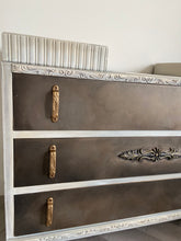 Load image into Gallery viewer, Mid century dressing table, low chest of drawers, bronze