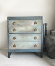 Load image into Gallery viewer, Vintage Lebus chest of drawers, painted blue, bronze