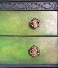 Load image into Gallery viewer, Vintage Lebus chest of drawers, hand painted green blends