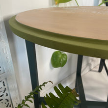 Load image into Gallery viewer, Mid-century side table, green and white with fauna design