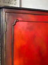 Load image into Gallery viewer, Vintage sideboard Queen Anne legs, black, red and orange
