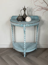 Load image into Gallery viewer, Hand Painted Blue Console Table |Oak Shabby Chic Hall Table