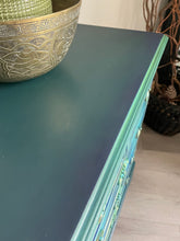 Load image into Gallery viewer, Vintage Chest Of Drawers Hand Painted With Boho Blends, Teal, Blue & Green