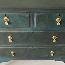 Load image into Gallery viewer, Vintage chest of drawers, blue green blends, walnut