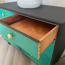 Load image into Gallery viewer, Mid-century low chest of drawers, dresser, green
