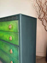 Load image into Gallery viewer, Vintage Lebus chest of drawers, hand painted green blends