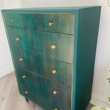Load image into Gallery viewer, Mid-century tall chest of drawers green