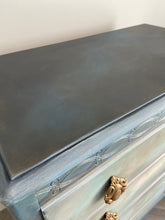 Load image into Gallery viewer, Vintage Lebus chest of drawers, painted blue, bronze