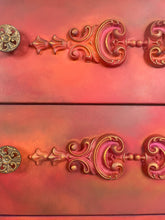 Load image into Gallery viewer, Vintage Stag Chest of Drawers Hand Painted Boho Blends, Orange & Red