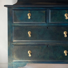 Load image into Gallery viewer, Vintage chest of drawers, blue green blends, walnut