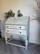 Load image into Gallery viewer, Vintage Oak Bureau, Sage Green Hand Painted Desk, Limewash Effect