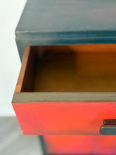 Load image into Gallery viewer, Art Deco Style Cabinet | Hand Painted Red, Orange & Bronze Storage Cupboard