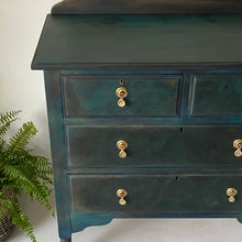 Load image into Gallery viewer, Vintage chest of drawers, blue green blends, walnut