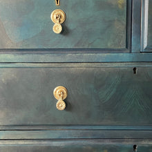 Load image into Gallery viewer, Vintage chest of drawers, blue green blends, walnut