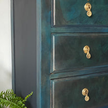 Load image into Gallery viewer, Vintage chest of drawers, blue green blends, walnut