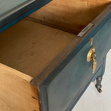 Load image into Gallery viewer, Vintage chest of drawers, blue green blends, walnut