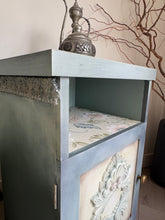Load image into Gallery viewer, Hand Painted Vintage Bedside Cabinet | Blue Wooden Nightstand | Coastal Cottage Furniture