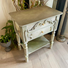 Load image into Gallery viewer, Vintage side table/nightstand. Hand painted romantic style